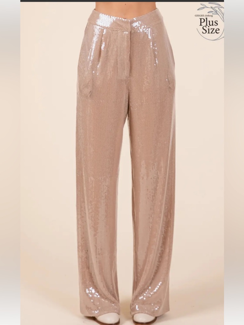NWT Lovelo Sequin Wide-Leg Pants - Champaign